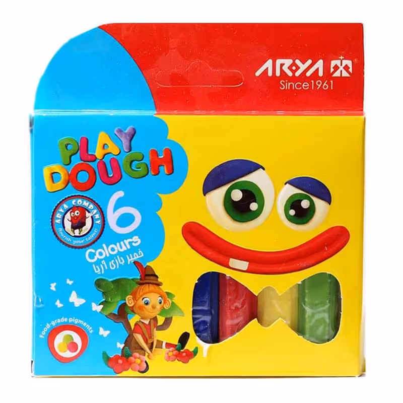 خرید خمیر بازی 6 رنگ آریا جعبه مقوایی کد 1057