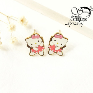 گوشواره استیل کیتی بچه گانه کد 7557
