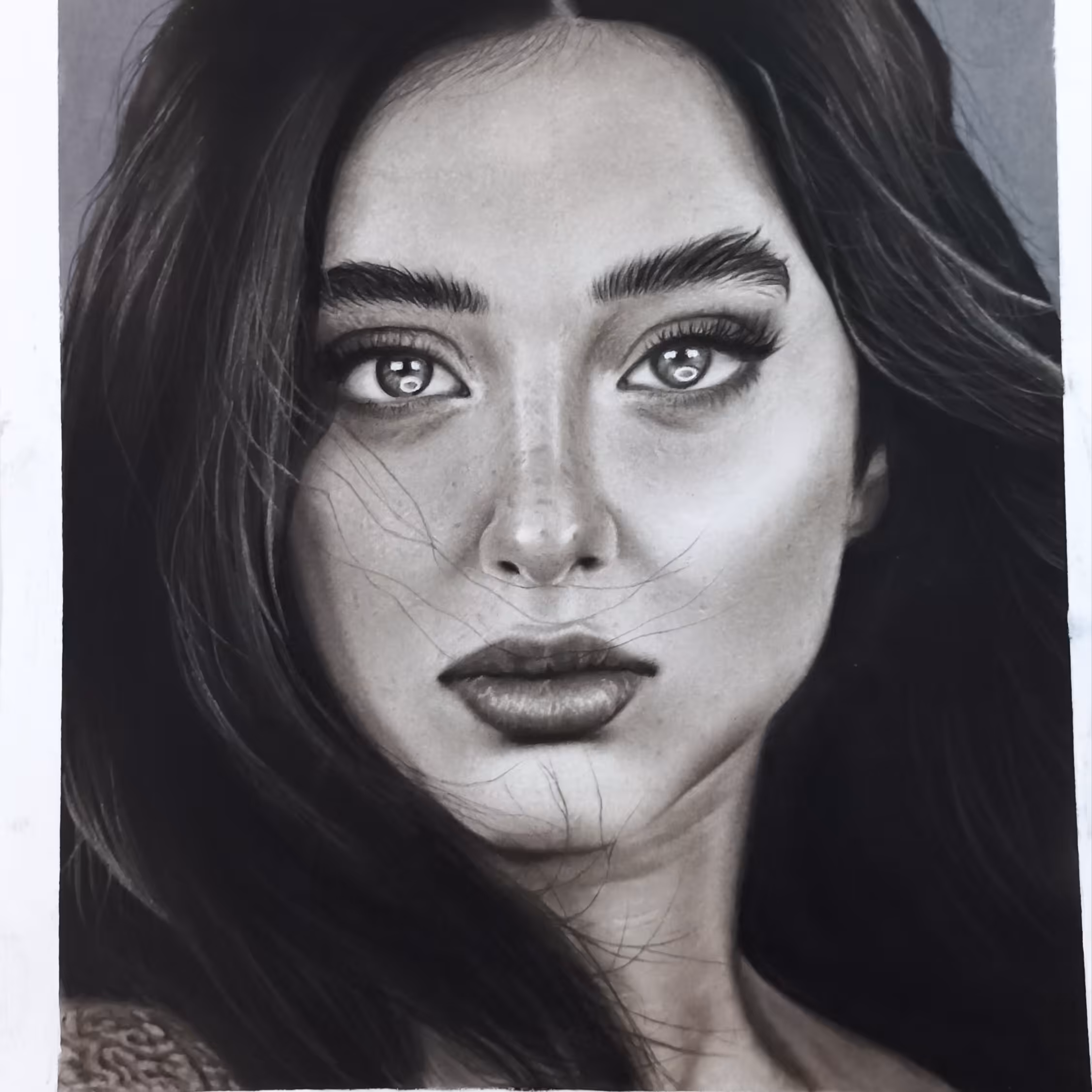 طراحی چهره سیاه قلم به سبک هایپررئال 