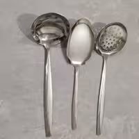 ست 3 تایی کفگیر سوراخ دار و کفگیر ساده و ملاقه(ملاغه) طرح ماینز  ضخیم  ( از هر کدام 1عدد ) (طرح مایز)