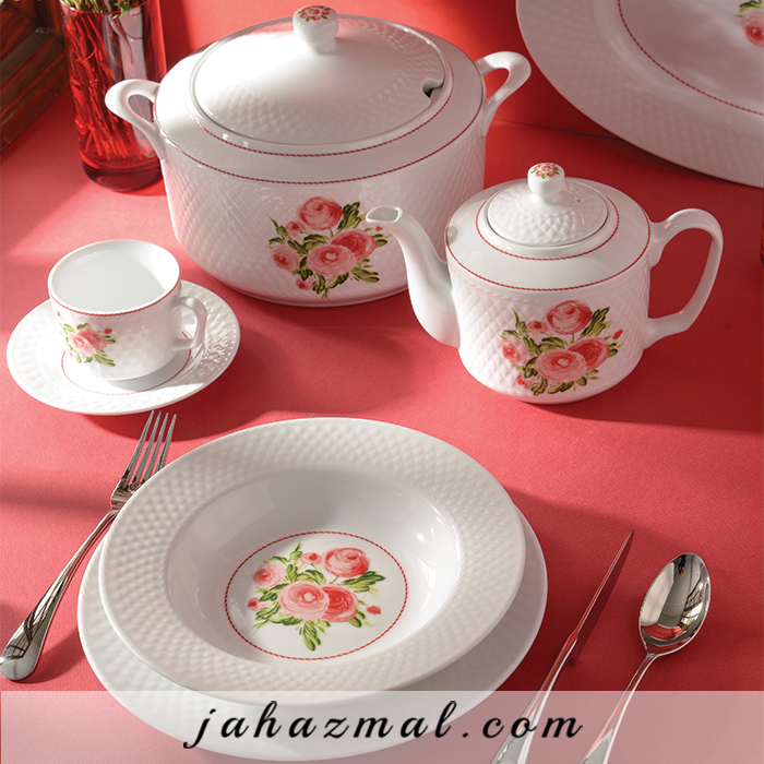 سرویس چینی زرین طرح رزمونت 102 پارچه