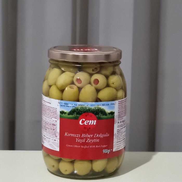 زیتون مغز فلفل قرمز بدون هسته اصل 1500gr ترکیه