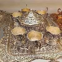 سرویس چایخوری مس نقره کاری شده