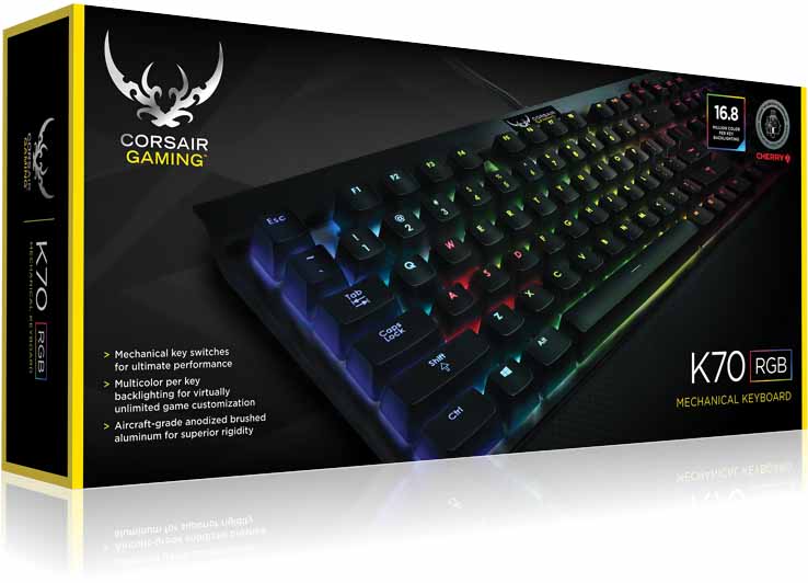خرید کیبورد مخصوص بازی کورسیر مدل keyboard Corsair K70 RGB Mechanical Cherry MX با بهترین قیمت