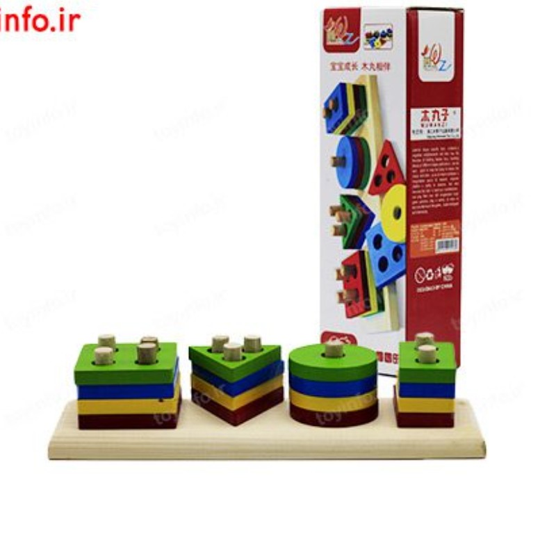 جورچین اشکال چوبی با 16قطعه هندسی در 4 رنگ متنوع
