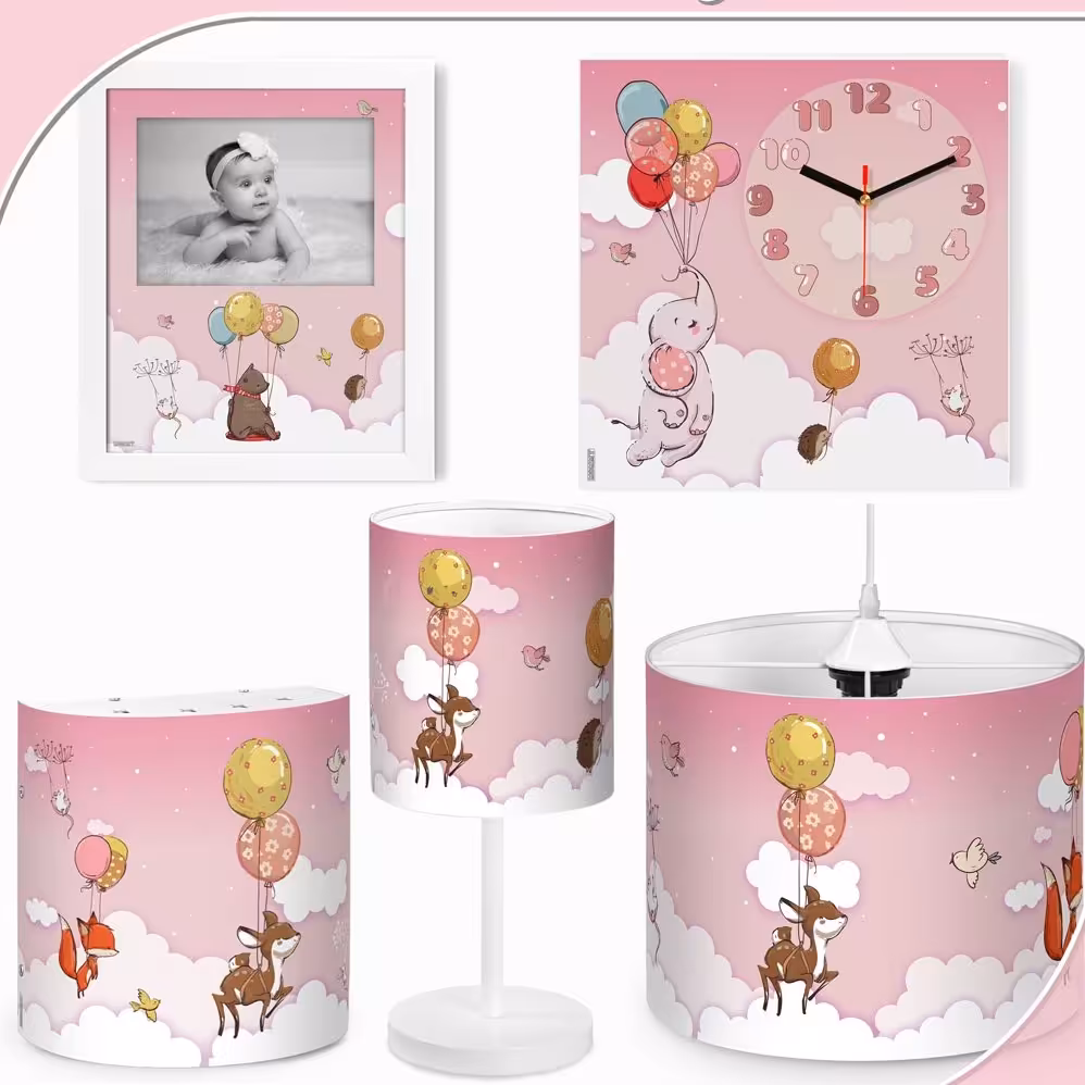 ست لوستر اتاق کودک طرح فیل و بادکنک کد 7018 