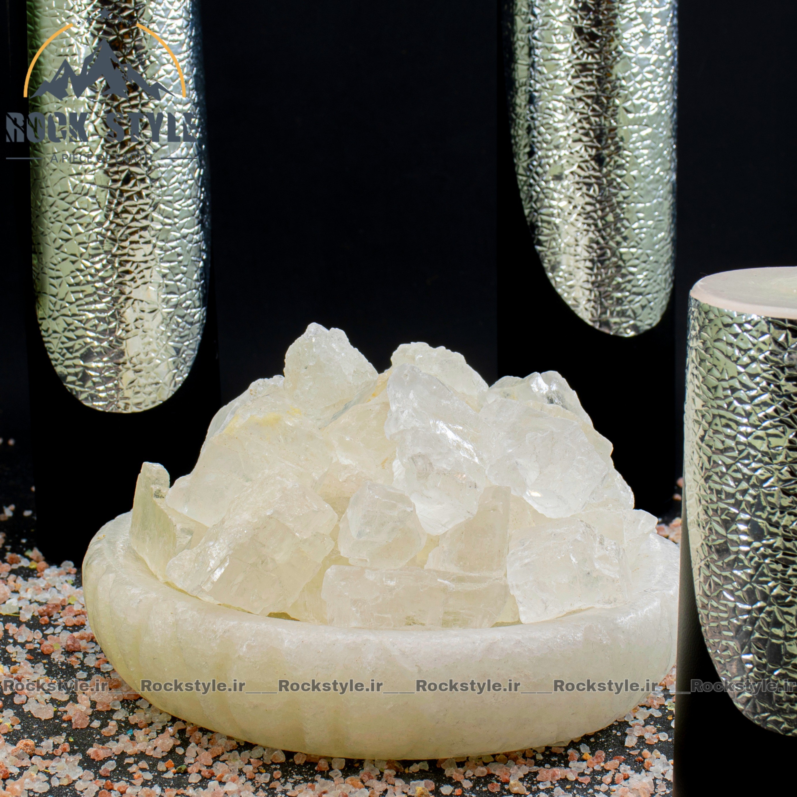 آباژور  سنگ نمک بشقاب و کریستال دلنمک کد (چراغ خواب دکوری)