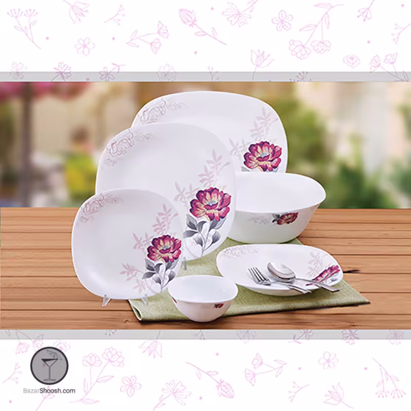 سرویس غذاخوری 28 پارچه طرح وربنا 860 قالب مربع پارس اپال