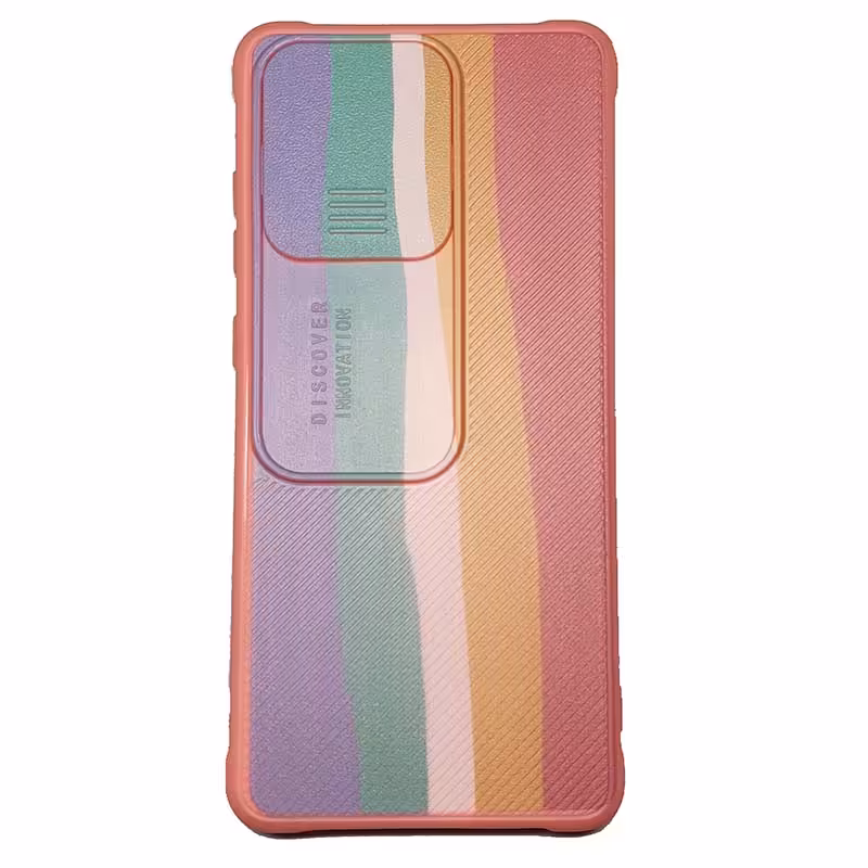 قاب سیلیکونی رنگین کمونی  محافظ لنزدار کشویی SAMSUNG Galaxy A72 کد 1