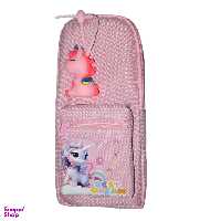 جامدادی برزنتی با آویز اسب تک شاخ سیلیکونی مدل یونیکورن