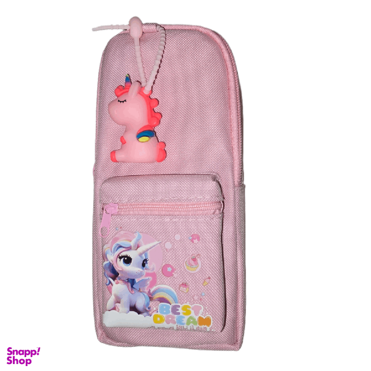 جامدادی برزنتی با آویز اسب تک شاخ سیلیکونی مدل یونیکورن