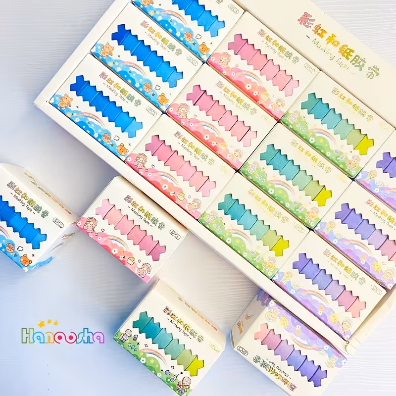 چسب واشی طيف رنگی بسته 6 عددی | نوار چسب رنگی