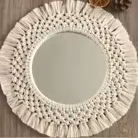 آیینه ی گرد مکرومه بافی دررنگ بندی دلخواه