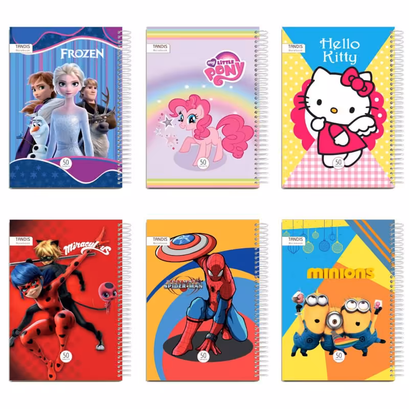 دفتر 50 برگ طلقی سیمی طرح کارتونی      کیفیت عالی 