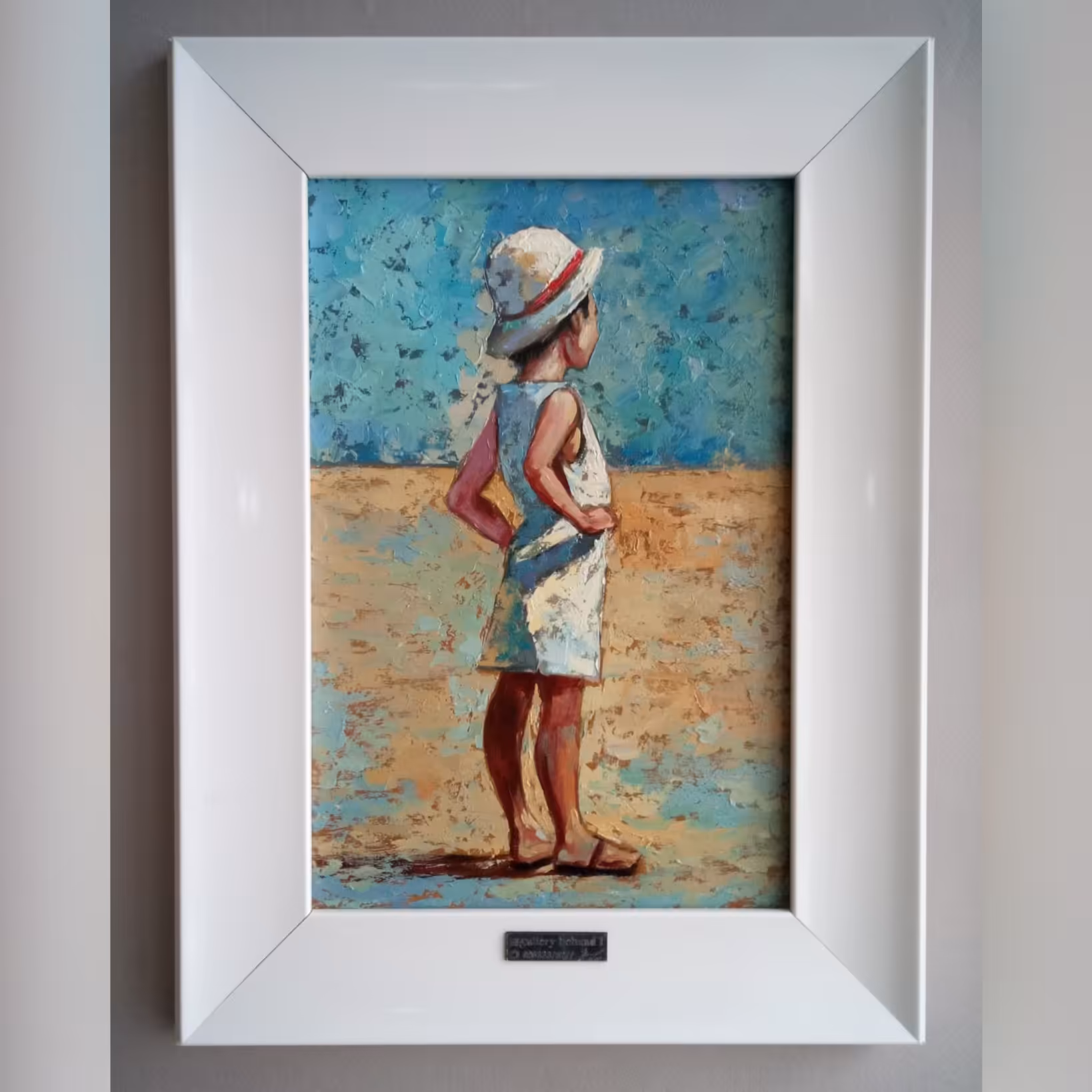 تابلو نقاشی کودک و ساحل 