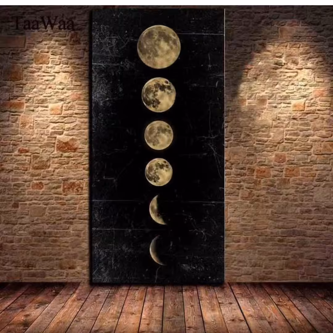 تابلو نقاشی دیواری طرح ماه در رنگ و سایز دلخواه شما