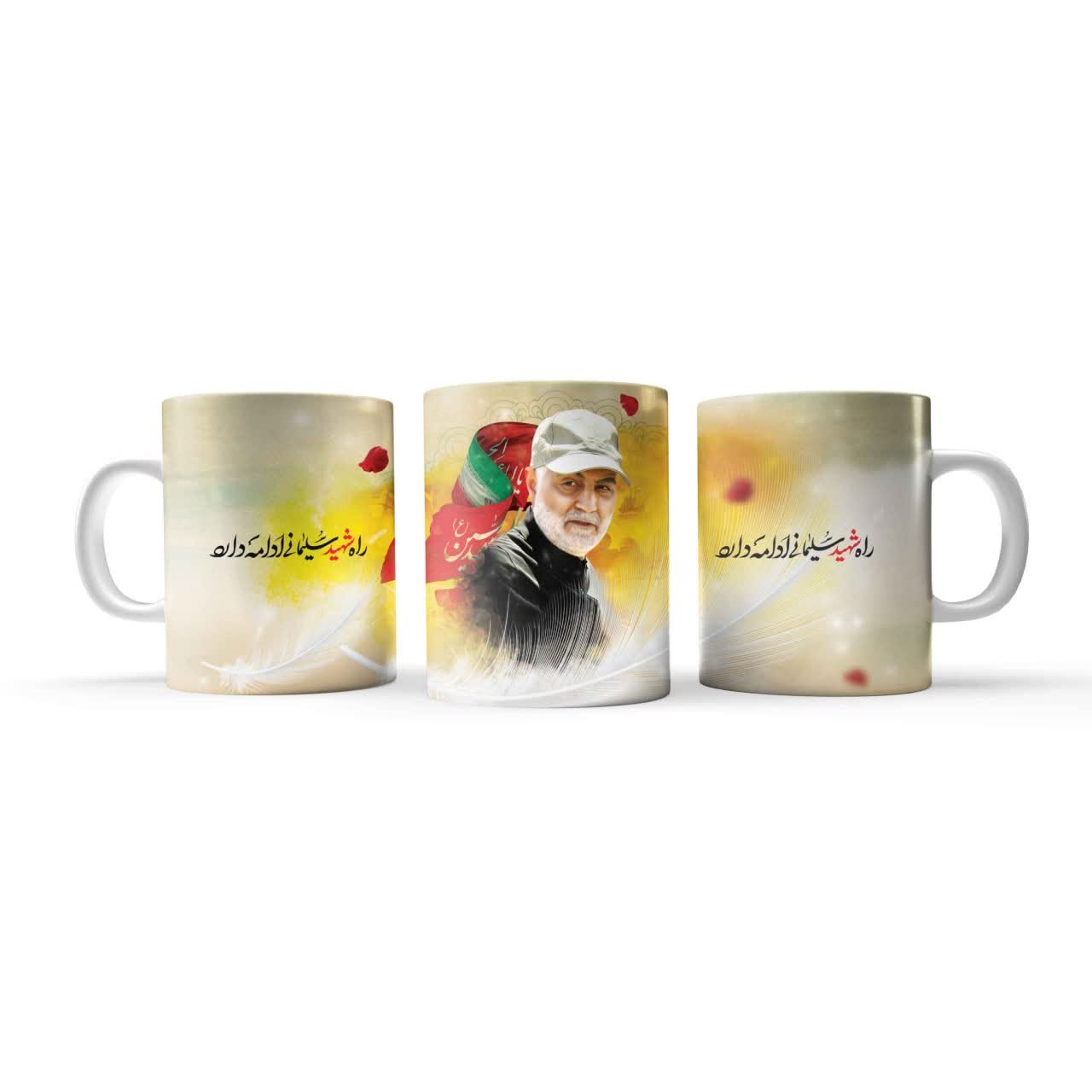 ماگ طرح سردار سلیمانی کد 1 از جنس سرامیک با کیفیت درجه یک و رنگ سفید