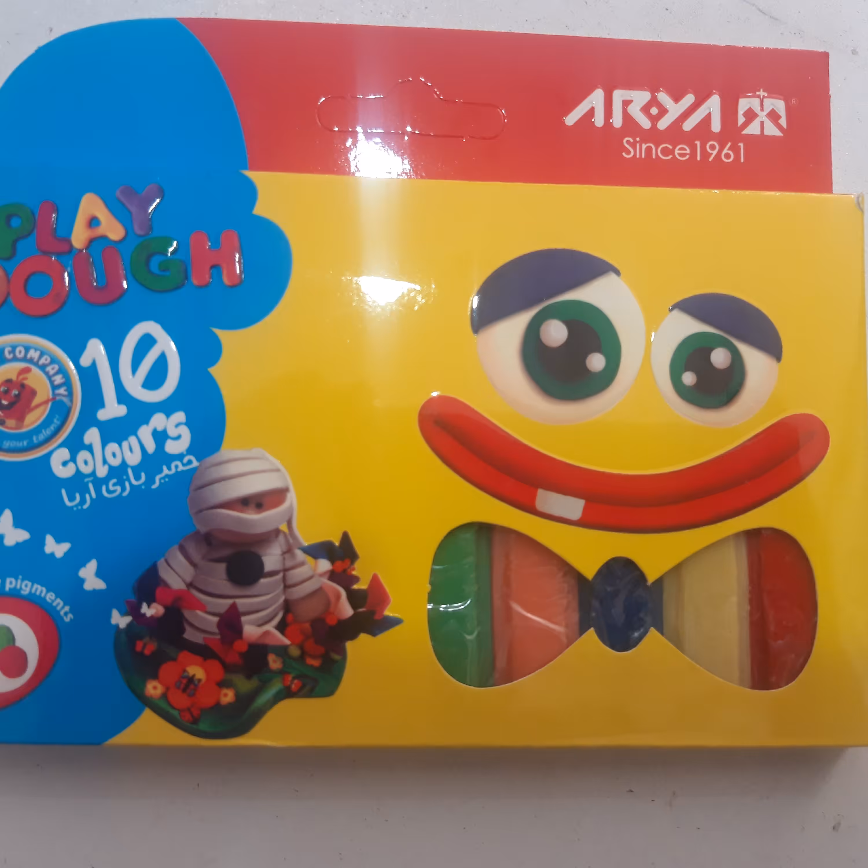 خمیر بازی 10 رنگ مقوایی آریا