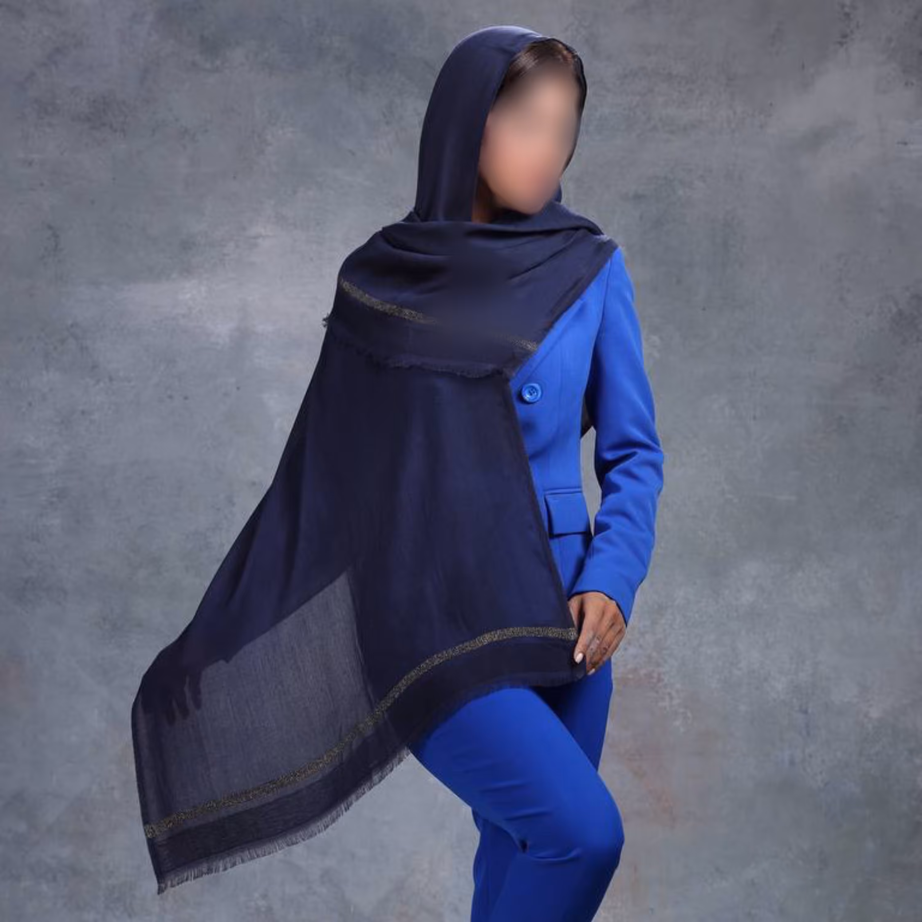 شال نخی ساده حاشیه لمه دار3