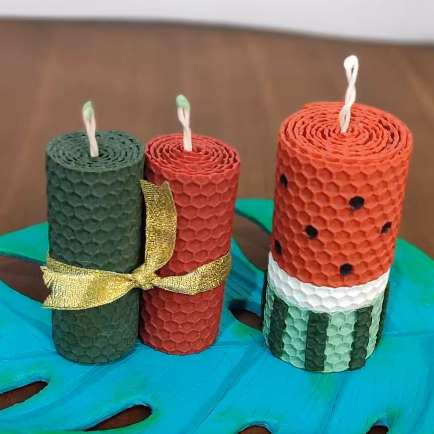 شمع موم عسلی با رنگبندی شب یلدا مناسب دیزاین سفره هاتون😍