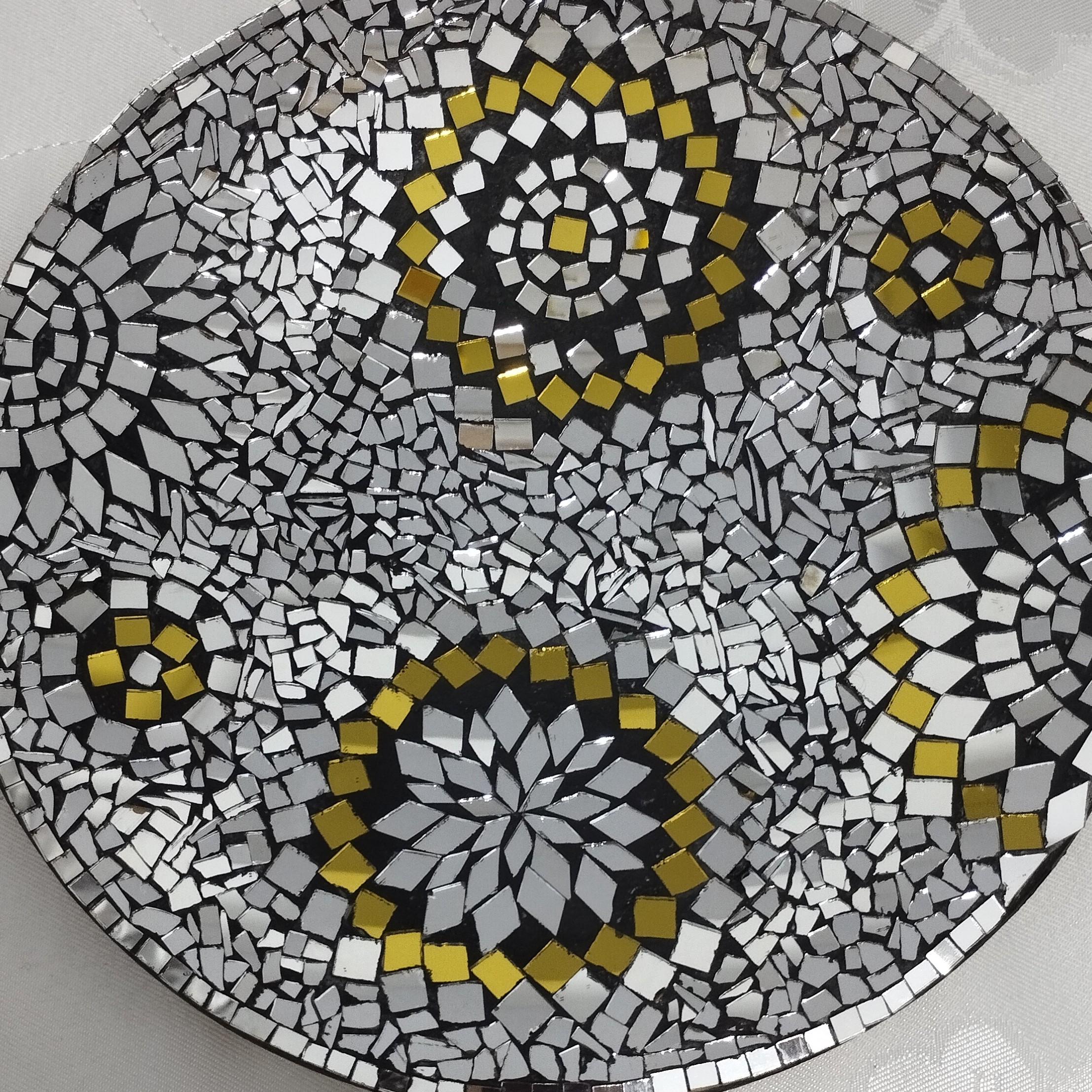 دیوار کوب آیینه کاری پک 3 تایی نقره ای طلایی زمینه مشکی