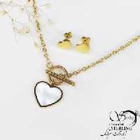 نیمست قلب قفل تی طرح طلا کد 10742