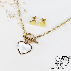 نیمست قلب قفل تی طرح طلا کد 10742