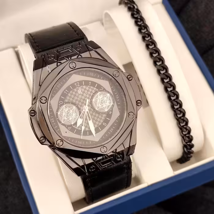 ست ساعت و دستبند شیک مردانه هابلوت 