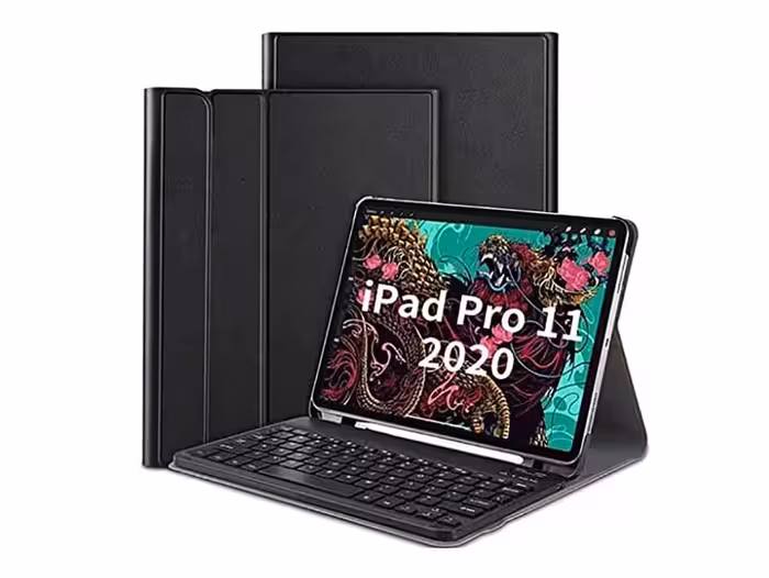 کیف چرمی وگان کیبورد دار آیپد پرو 11 2020 و 2021 گرین Green ipad Pro 11 2020/2021 Wireless Keyboard Premium Vegan Leather Case