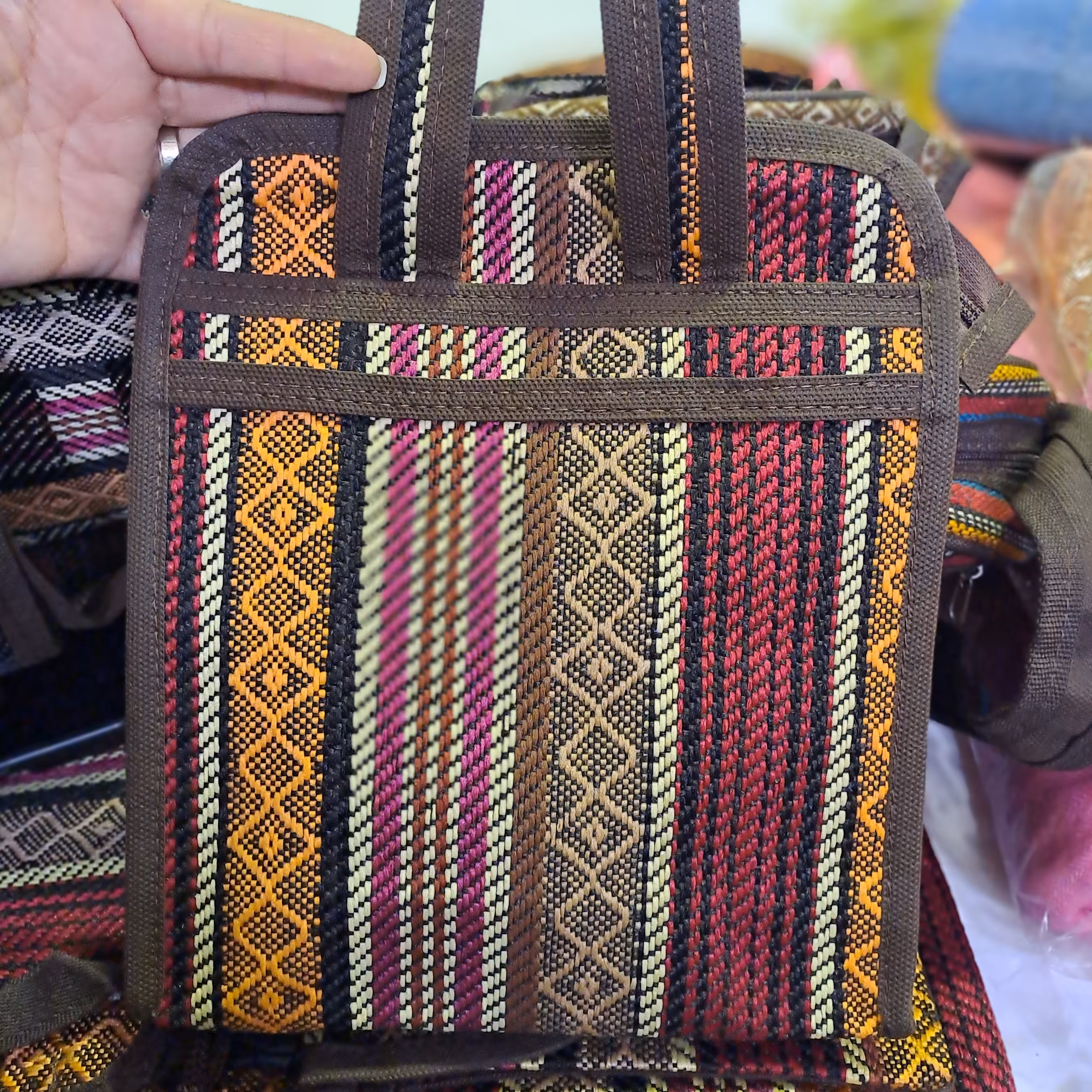 کیف زنبیلی جاجیمی دخترونه،سایز کوچک،جادار و زیبا،تک رنگ