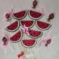 گیفت هندوانه نمدی(گیفت یلدایی طرح هندوانه،تاپر هندوانه،تاپر یلدایی)قیمت برای یک عدد