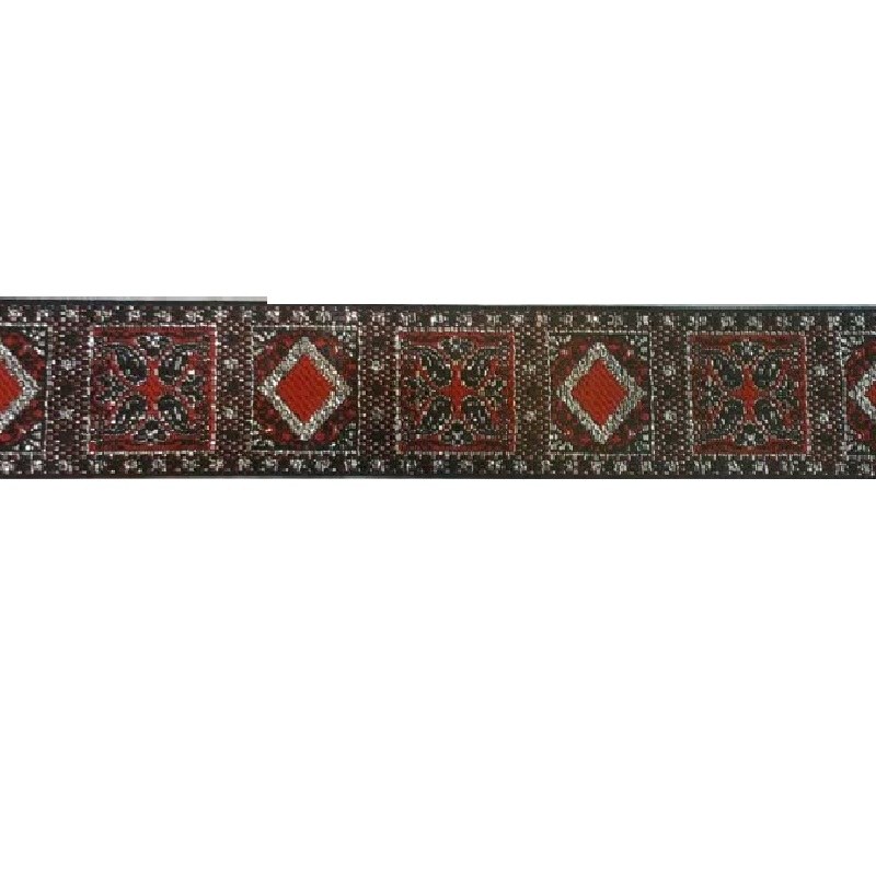 نوار یراق سنتی طرح لوزی زرشکی (نوار تزیینی مانتو)(طول یک متر - عرض 3 سانت)