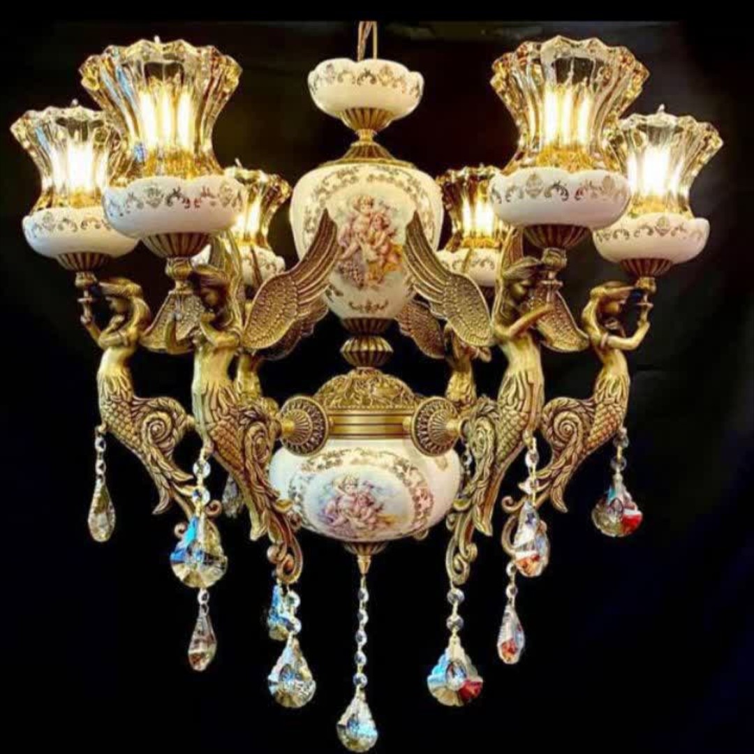 لوستر برنز . برنجی . ترکیبی . برنج و سرامیک . 