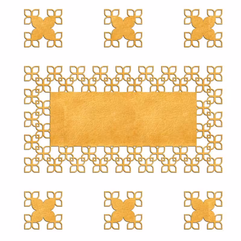 ست هفت تکه رومیزی  و 6 زیر بشقابی، جنس مولتی استایل، در دو رنگ طلایی و نقره ای، سایز رومیزی 60 در 30، وزیر بشقابی 20 