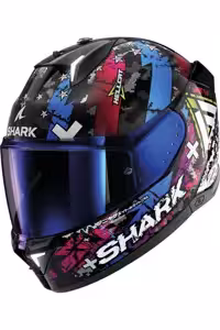 کلاه کاسکت موتورسیکلت آبی SKWAL I3 HELLCAT OFF CASK منظره یاب ایریدیم   شفاف PINLOCK Shark