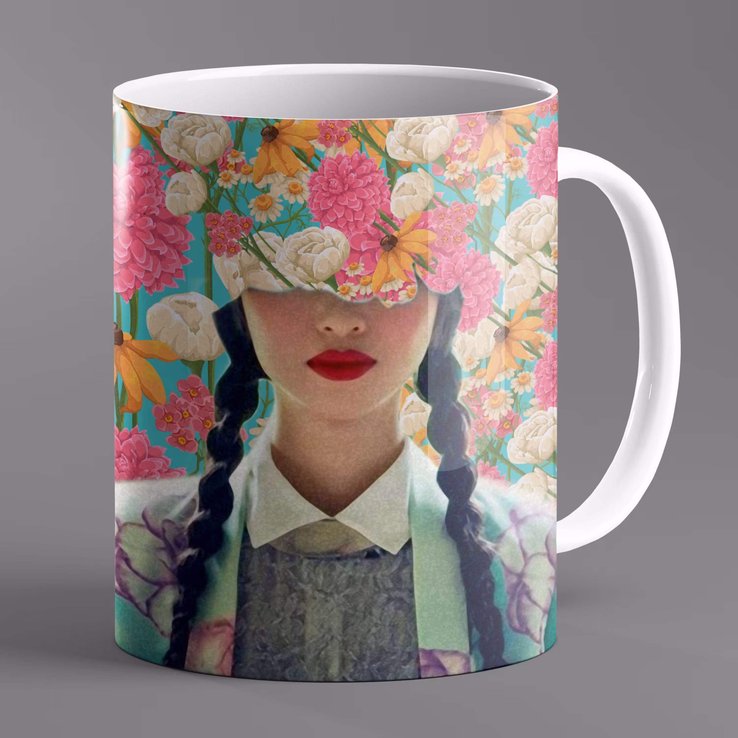 ماگ سرامیکی طرح دختری با موهای بافته