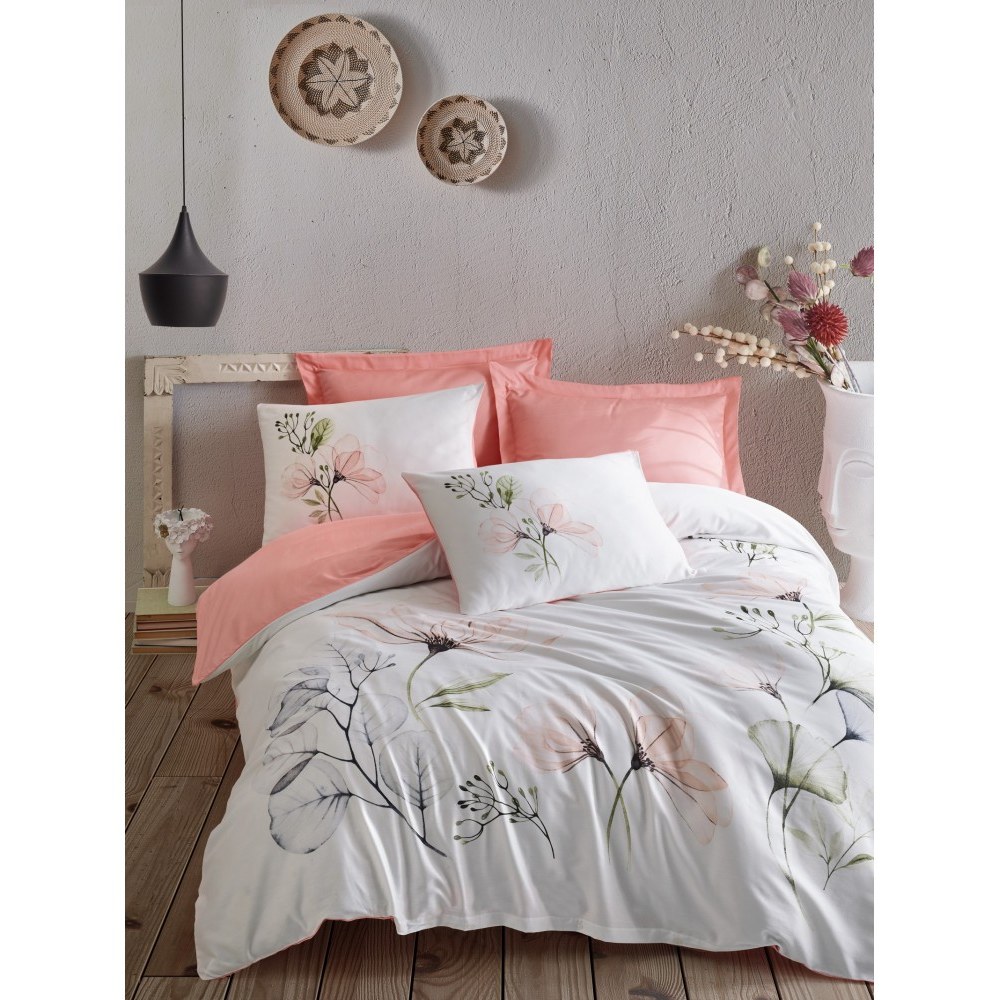 ست ملحفه کاتن باکس مدل Baskili Saten Erlina Somon دو نفره 6 تکه