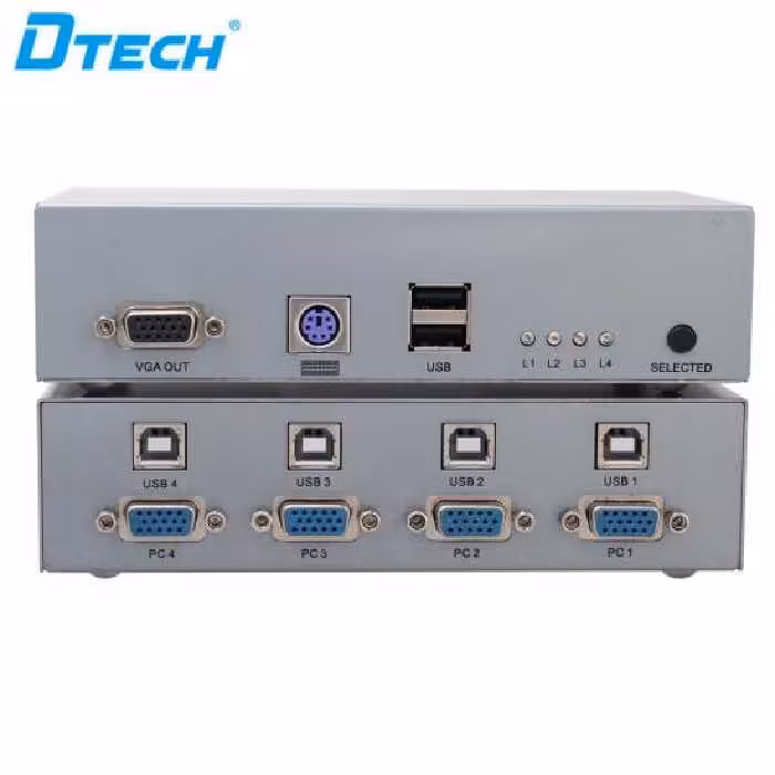 سوئیچ کی وی ام 4 به 1 دیتک  DTECH DT-7017 KVM Switch 4X1