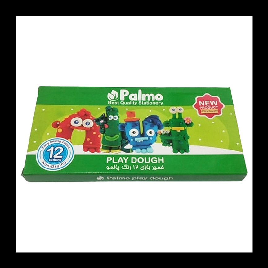 خمیر بازی 12 رنگ جعبه مقوایی پالمو 12 بسته