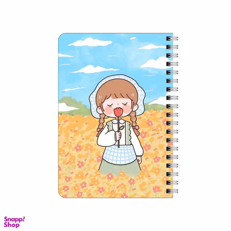 دفترچه یادداشت بامبیلیپ مدل چوبی طرح دختر در مزرعه گل کد 1375680
