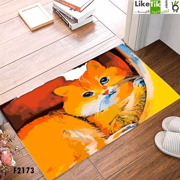 فرشینه مخمل لایکتیک سه لایه سایز 280 در 140 طرح گربه کد F2173