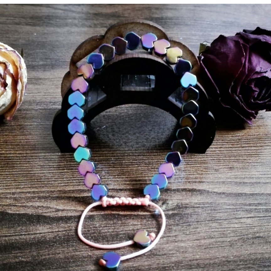 دستبند هولوگرامی با سنگ‌ حدید قلب