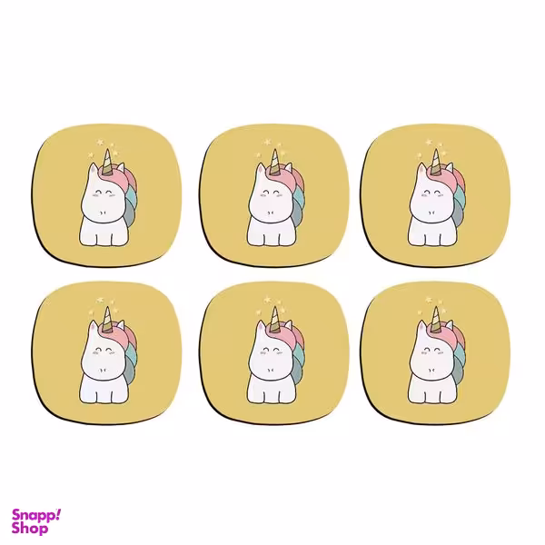 زیر لیوانی ترمه طراحان ایده مدل تک شاخ فانتزی کد CFP1355 بسته 6 عددی