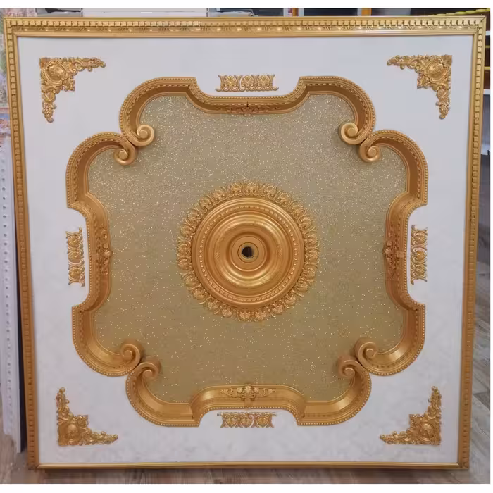 گل سقفی و دور لوستری پیش ساخته آی پارا طرح مربع طلایی 160در 160 سانتیمتر