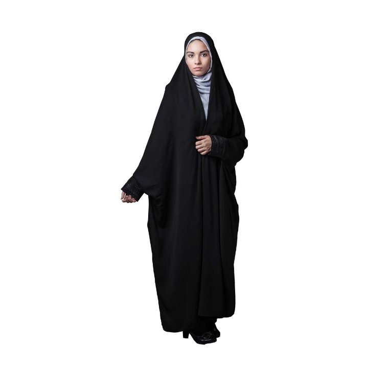 چادر دانشجویی مجلسی کرپ حریر الاسود کره ای سایز 170 ( مشکی مچدار (مچ نگین) )