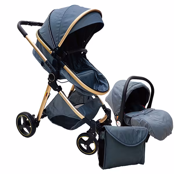 کالسکه کریر کولار کریکات شو و صندلی دوطرفه با جمع شو مسافرتی با ساک لوازم و گرم کن پا رنگ طوسی  cullar stroller