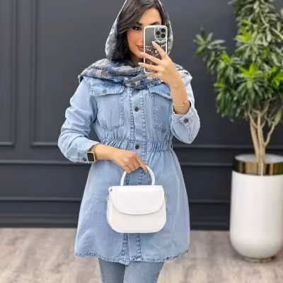 مانتو اسپرت زنانه نیل طرح جین مدل کمرکش درجه یک