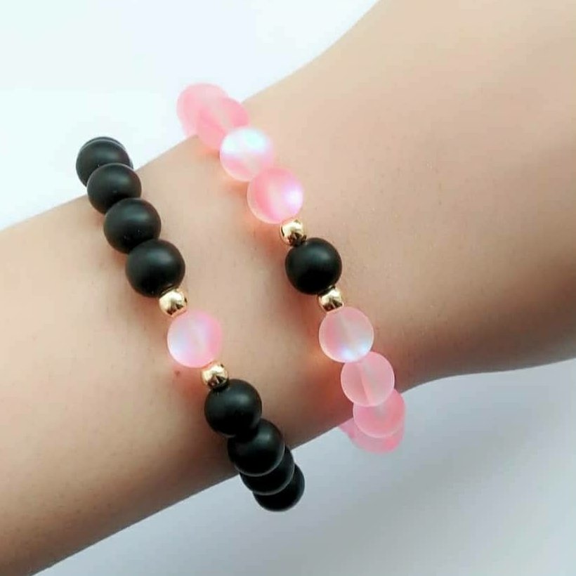 ست دستبند مون استون و اونیکس مشکی