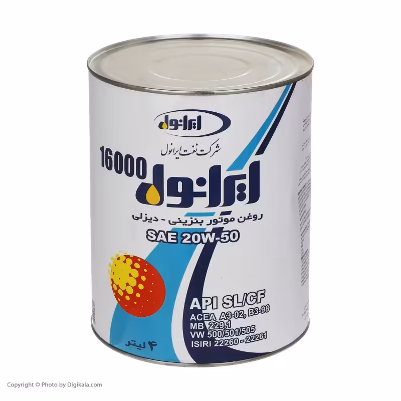روغن موتور ایرانول مدل 16000 SL حجم 4 لیتر

