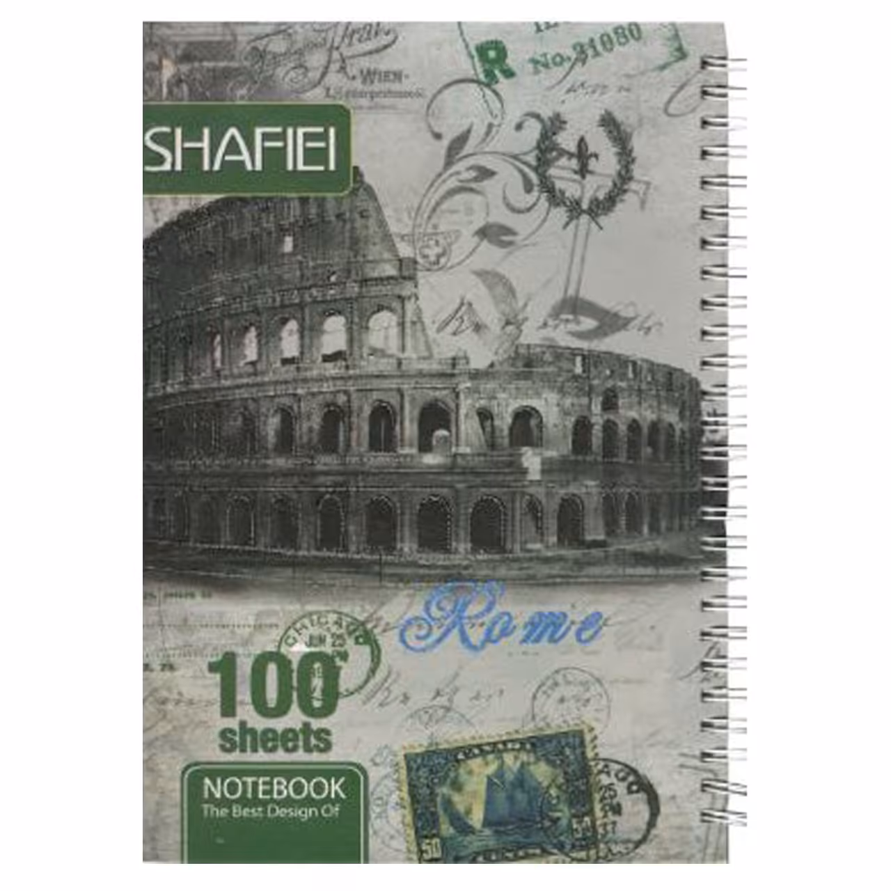 دفتر مشق 100 برگ کلاسیک جلد سازی فنر دوبل با پوشش سلفون شفیعی طرح تاریخ روم 47